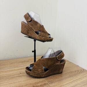 Pedro Garcia Federica wedge sandal brown suede Women’s Size 6.5